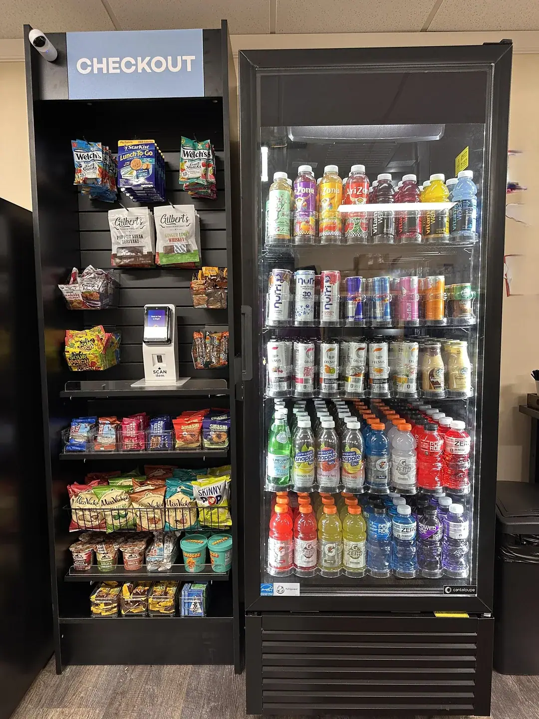 Micro market checkout and cooler